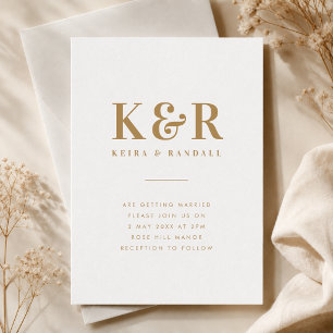 Wedding Invitation   Gold Monogram Invite Suite
