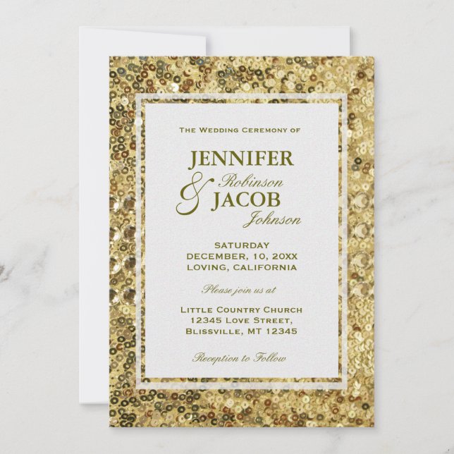 Wedding Invitation | Gold Sequins (Front)