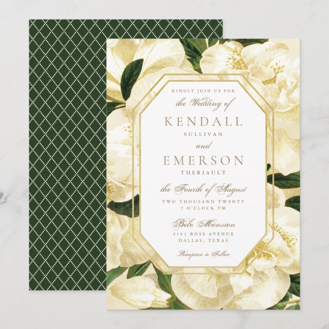 Wedding Invitation *Golden Blooms* (Front/Back)