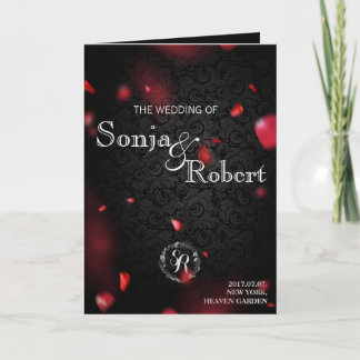 Wedding Invitation - Gothic Black w Rose Petals