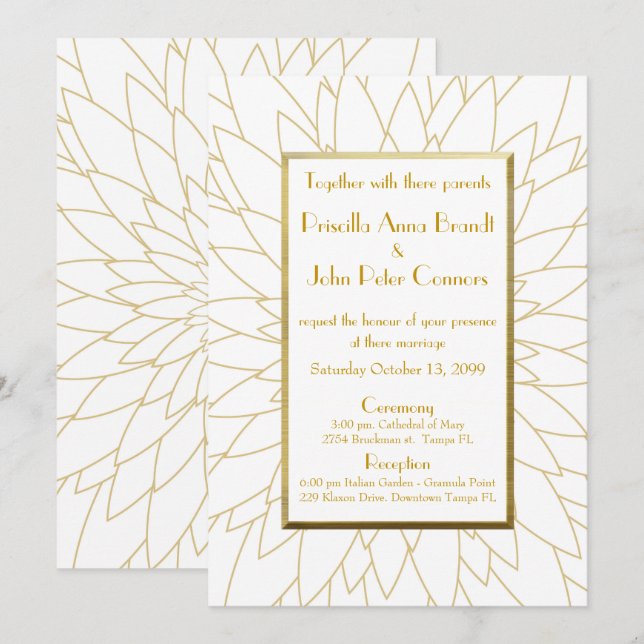 Wedding invitation, great gatsby, dahlia geometric invitation (Front/Back)