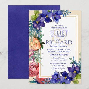 Wedding Invitation Happiness Floral Watercolor