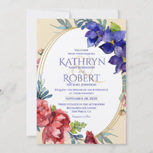 Wedding Invitation   Happiness Floral Watercolor