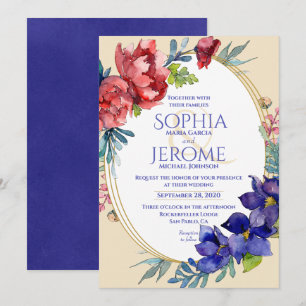 Wedding Invitation Happiness Floral Watercolor
