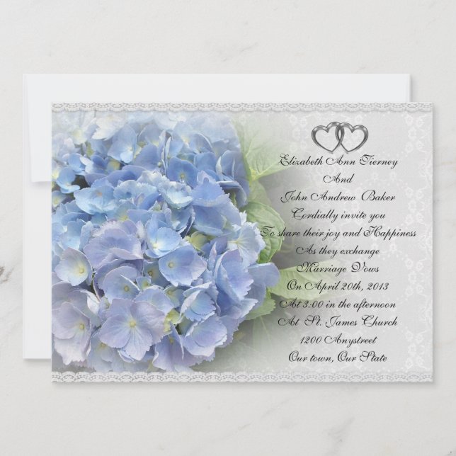 Wedding invitation Hydrangea and Lace (Front)