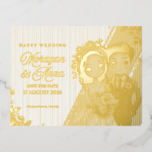 Wedding Invitation – Illustrated Couple Floral Sav