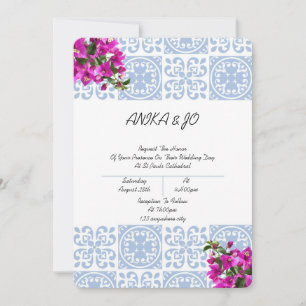 wedding invitation in blue romantic italian style