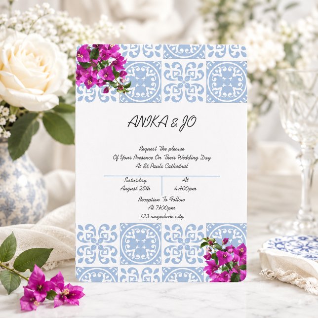 wedding invitation in blue romantic italian style (Creator Uploaded)