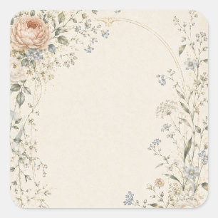 Wedding Invitation in Elegant French Country Style Square Sticker