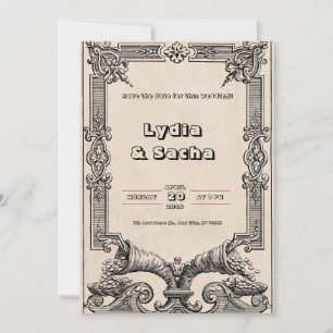 Wedding invitation in old beige paper