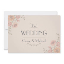 Wedding Invitation in Postcard Style Flowers