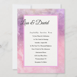 Wedding Invitation Invitations-Pink Watercolor