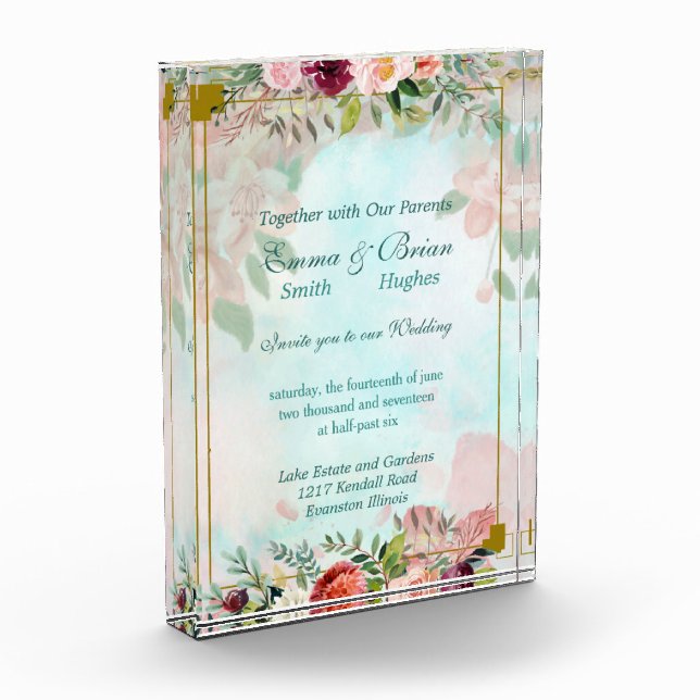 Wedding invitation keepsake photo block (Left)