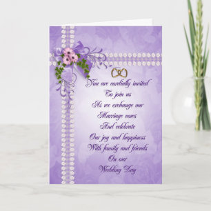 Wedding invitation Lavender Daisies and  ribbons
