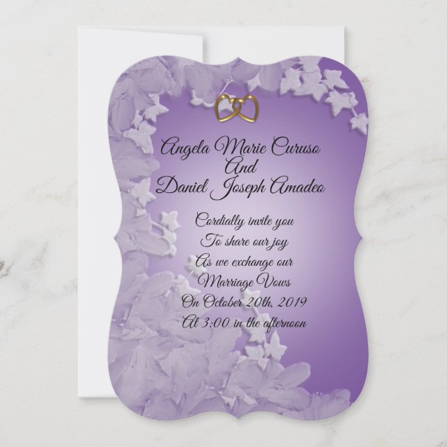 Wedding invitation, Lavender with Ivy custo m colo Invitation (Front)