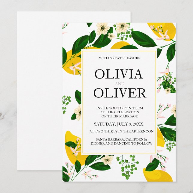 Wedding invitation Lemon yellow wedding invitation (Front/Back)