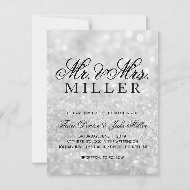 Wedding Invitation - Lit Silver Glit Fab (Front)