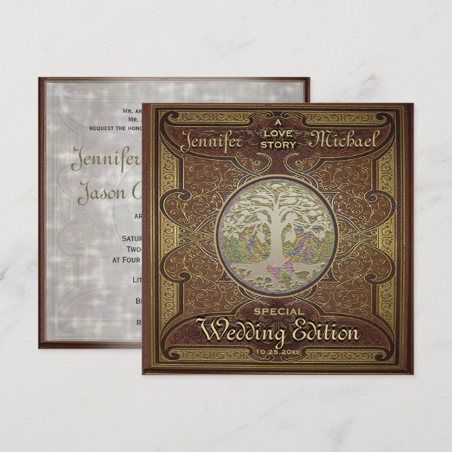 Wedding Invitation - Love Story Romantic (Front/Back)