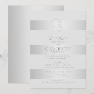 Wedding Invitation   Luminous Silver Stripes