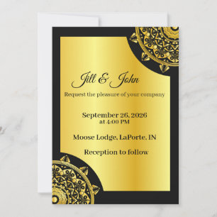 Wedding Invitation-Mandala Black and Gold  Invitation