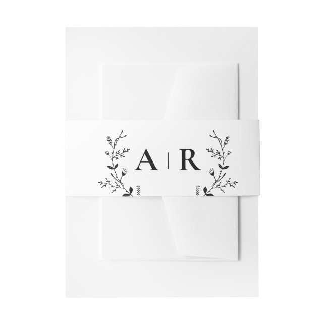 Wedding Invitation Meandering Vine Scroll Invitation Belly Band (Front Example)