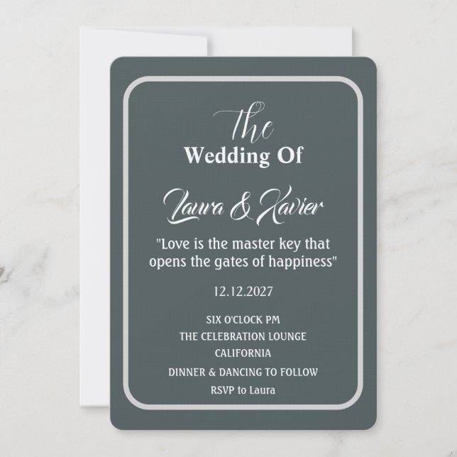 Wedding Invitation Minimalis - Announcement Card (Front)