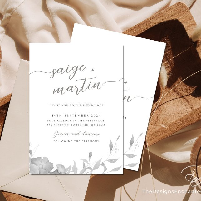 Wedding Invitation Minimalist Boho Floral Invites (Wedding Invitation Template, Minimalist Invitation Template, Modern Boho Wedding Invite, DIY Printab)