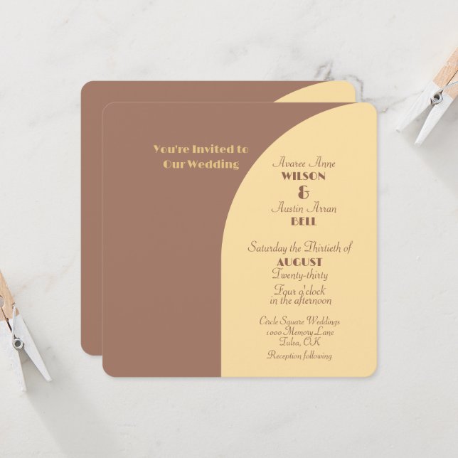 Wedding Invitation Mocha Mousse Arched Flat Card (Front/Back In Situ)