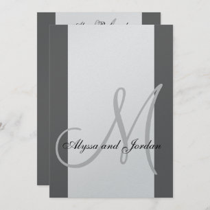Wedding Invitation Monogram Metallic Silver