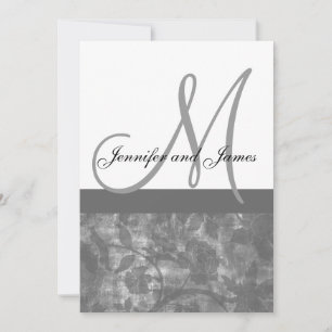 Wedding Invitation Monogram Names Black Floral