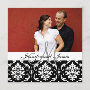 Wedding Invitation Monogram Names Photo Damask