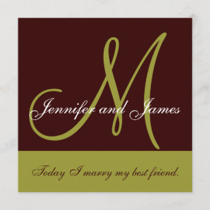 Wedding Invitation Monogram Saying Green Brown