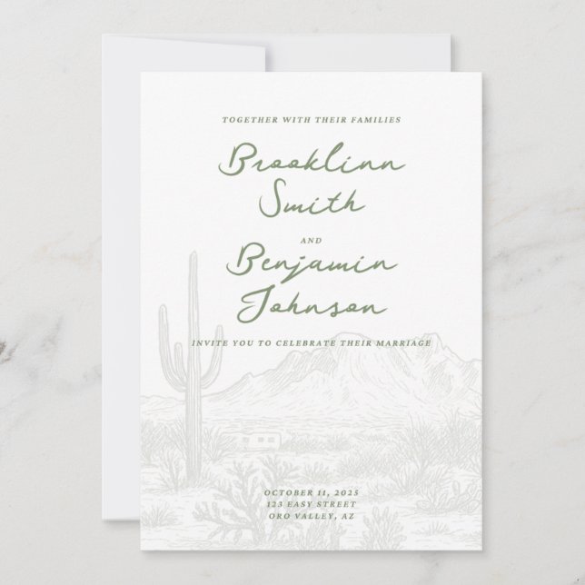 Wedding Invitation Mountain Desert Scene (Front)