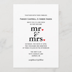 Wedding Invitation mr. and mrs. heart