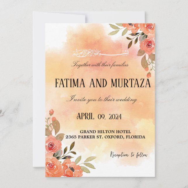 wedding invitation, muslim invitation (Front)