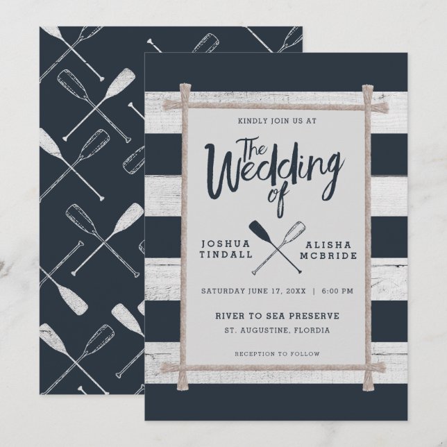 WEDDING INVITATION | Nautical Rustic Oars (Front/Back)