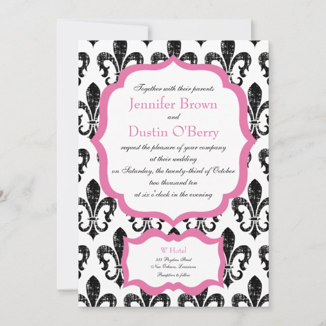 Wedding Invitation | New Orleans | Pink Alternate (Front)