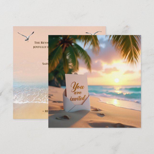 Wedding Invitation On a Tropical Beach (Front/Back)