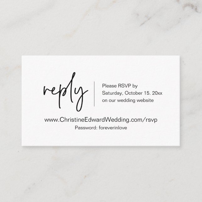 Wedding Invitation Online RSVP, Casual Themed Card (Front)