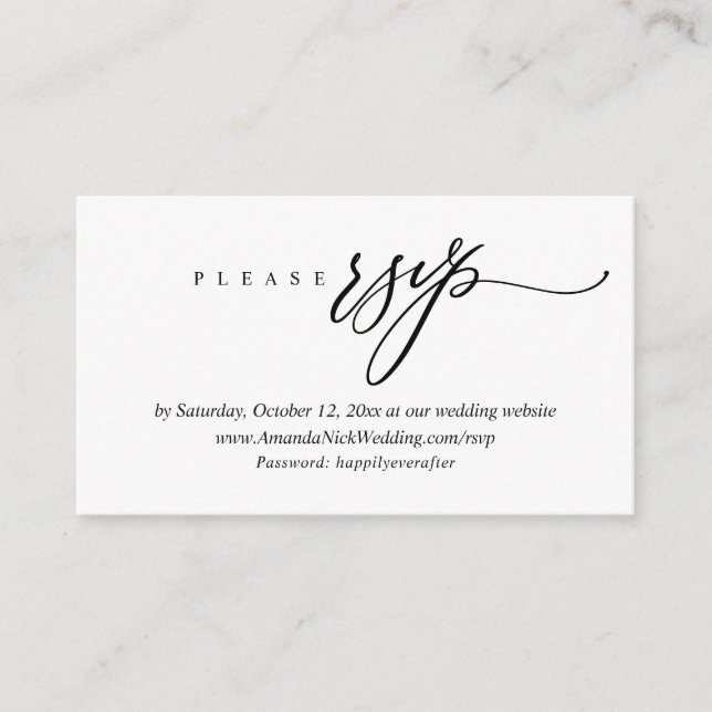 Wedding Invitation Online RSVP, Modern Script Card (Front)
