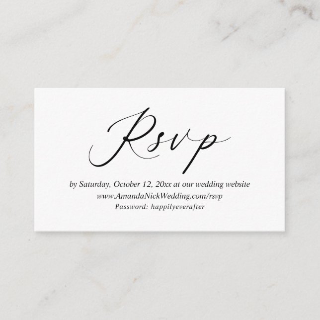 Wedding Invitation Online RSVP, Modern Script Card (Front)