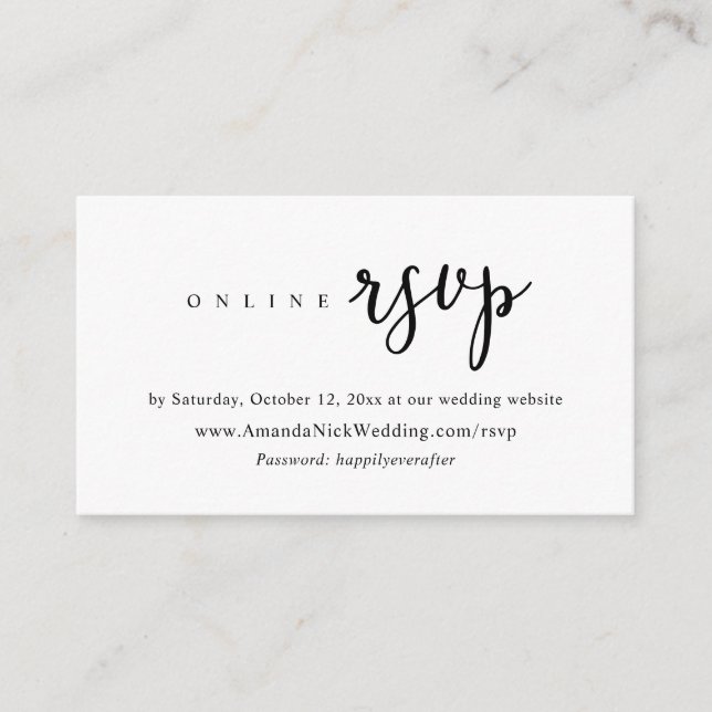 Wedding Invitation Online RSVP, Modern Script Card (Front)