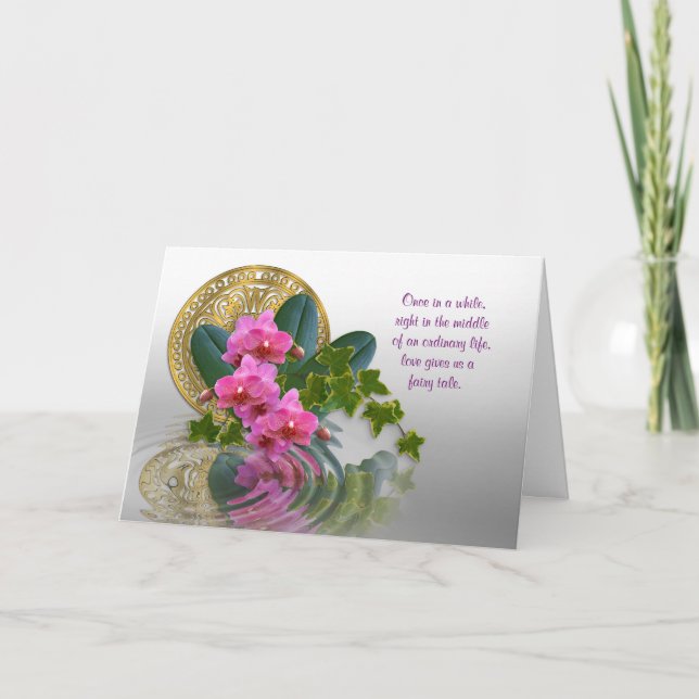Wedding invitation Orchid art reflection (Front)