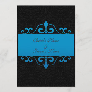 Wedding Invitation - Pastel Ocean Blue and Black