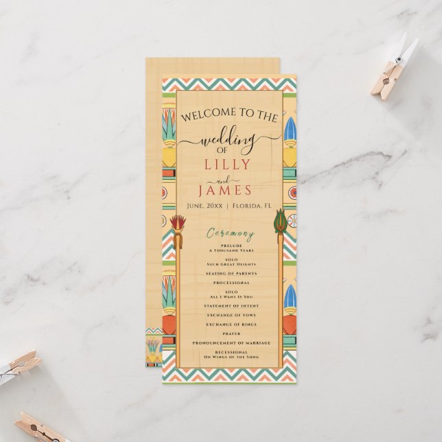 Wedding Invitation Pharaonic heritage on papyrus (Front/Back In Situ)