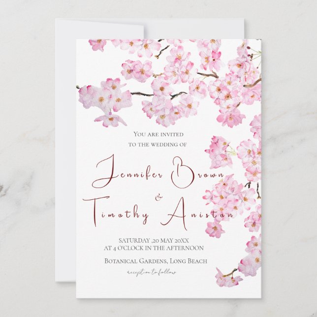 Wedding Invitation pink cherry blossom 2024 (Front)