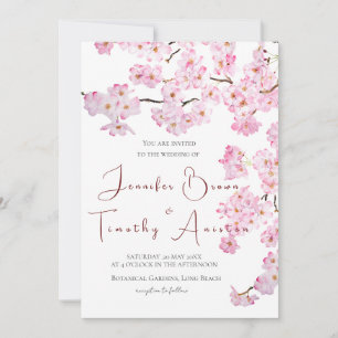 Wedding Invitation pink cherry blossom 2024