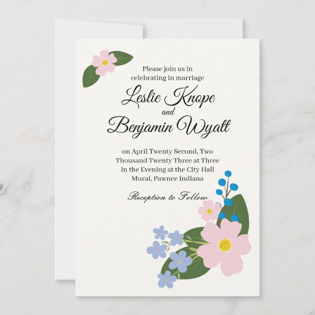 Wedding Invitation Pink Flower (Front)