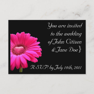 Wedding Invitation: Pink Gerbera with loveheart Invitation