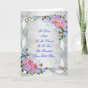 Wedding invitation pink orchids elegant